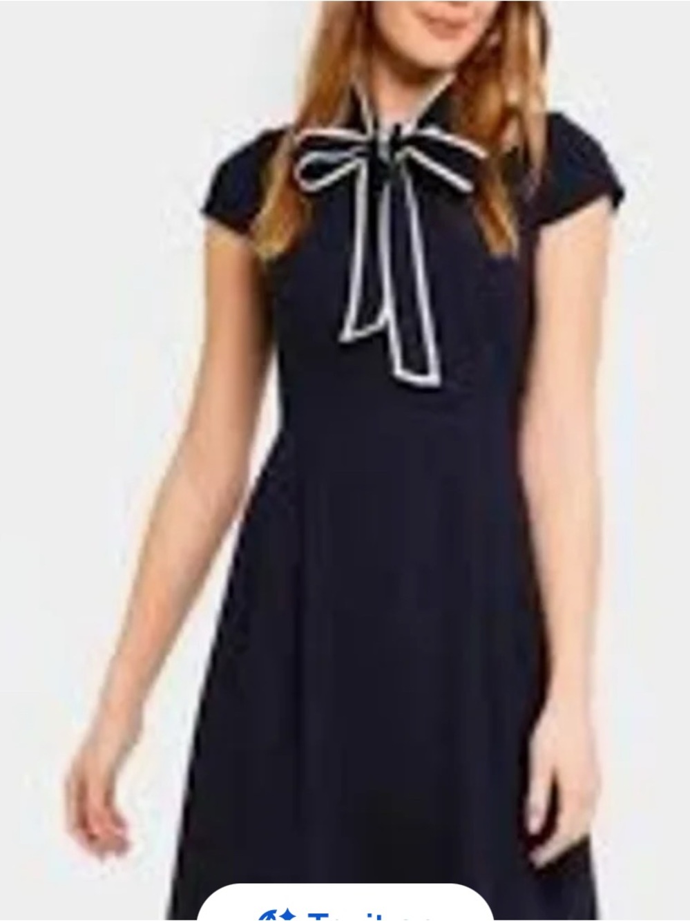 J. Crew Navy Dress with Contrast Bow
